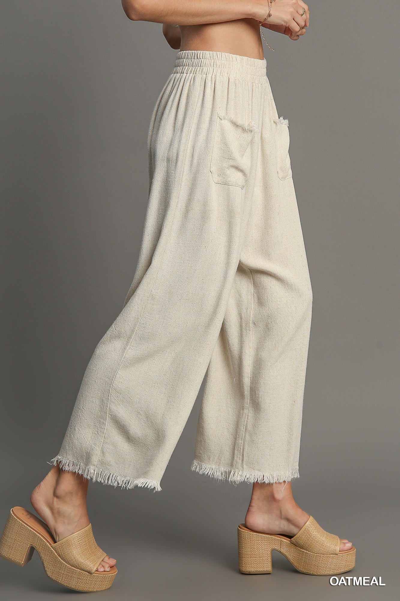 Linen Regular Washed Wide Leg Pants