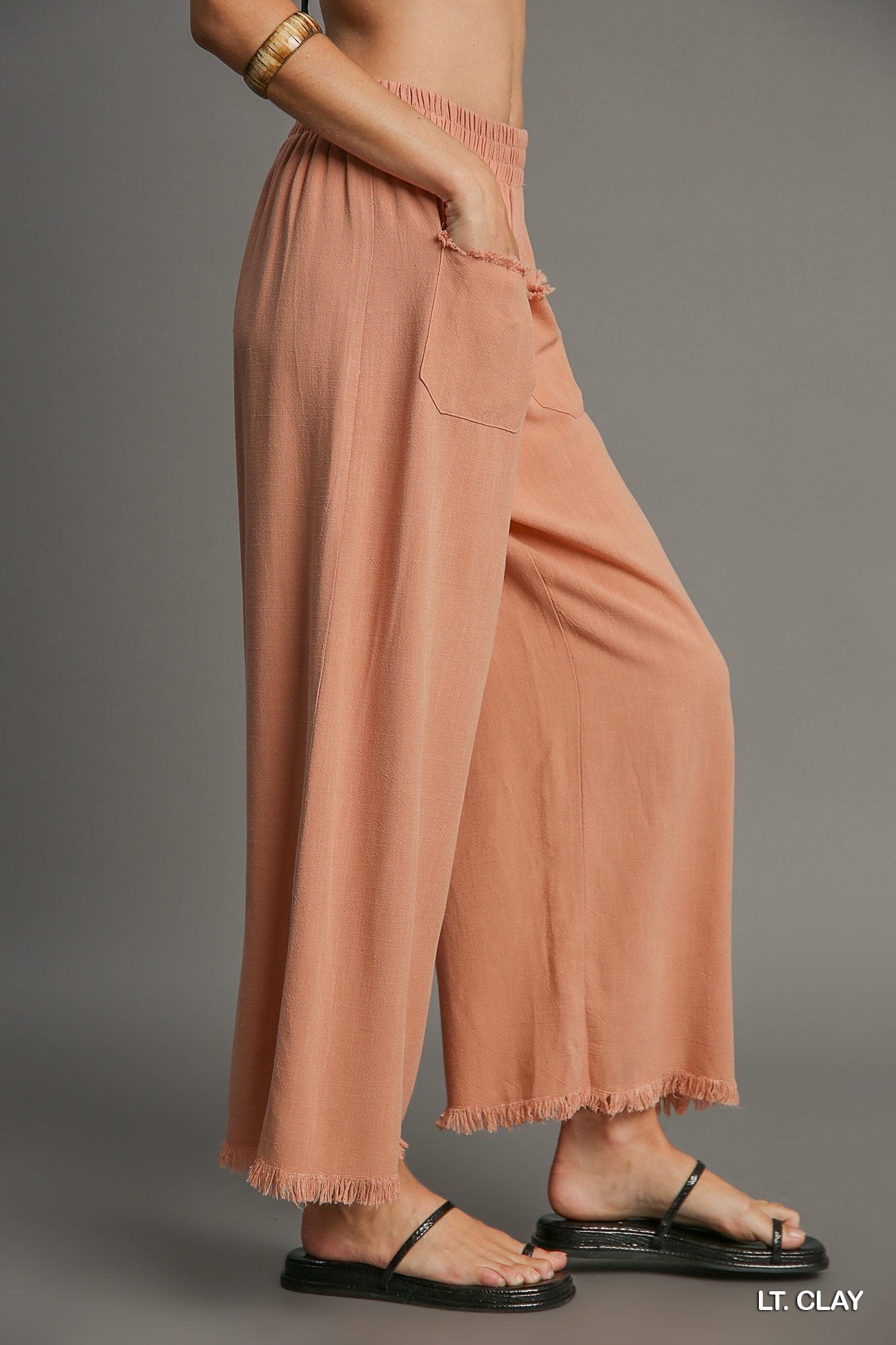 Linen Regular Washed Wide Leg Pants