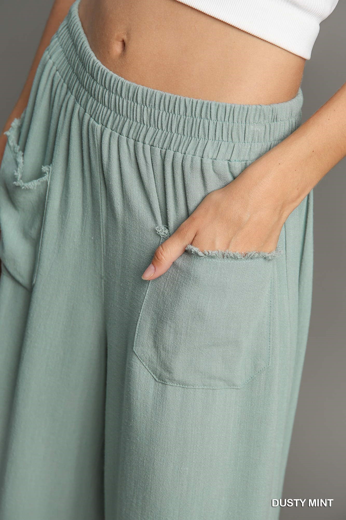 Linen Regular Washed Wide Leg Pants