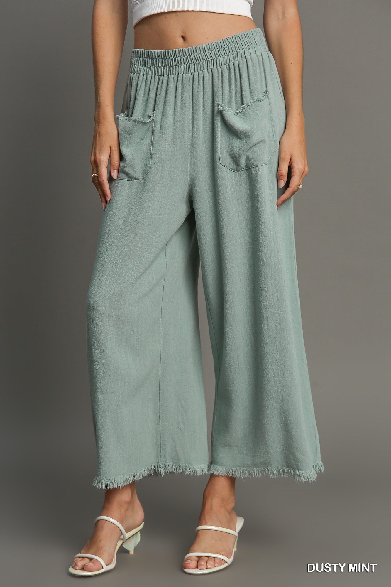 Linen Regular Washed Wide Leg Pants