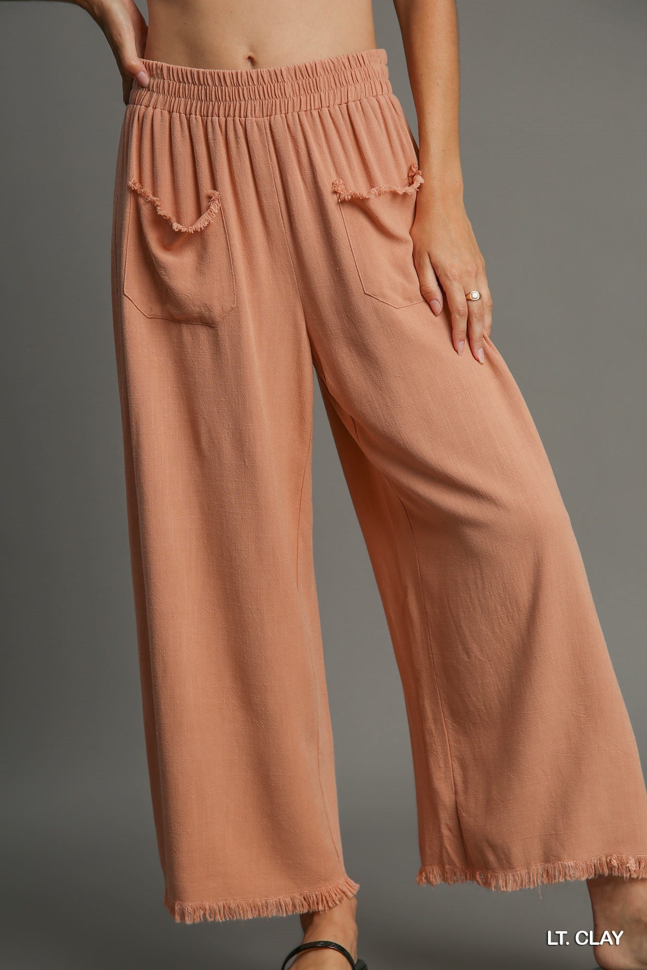 Linen Regular Washed Wide Leg Pants