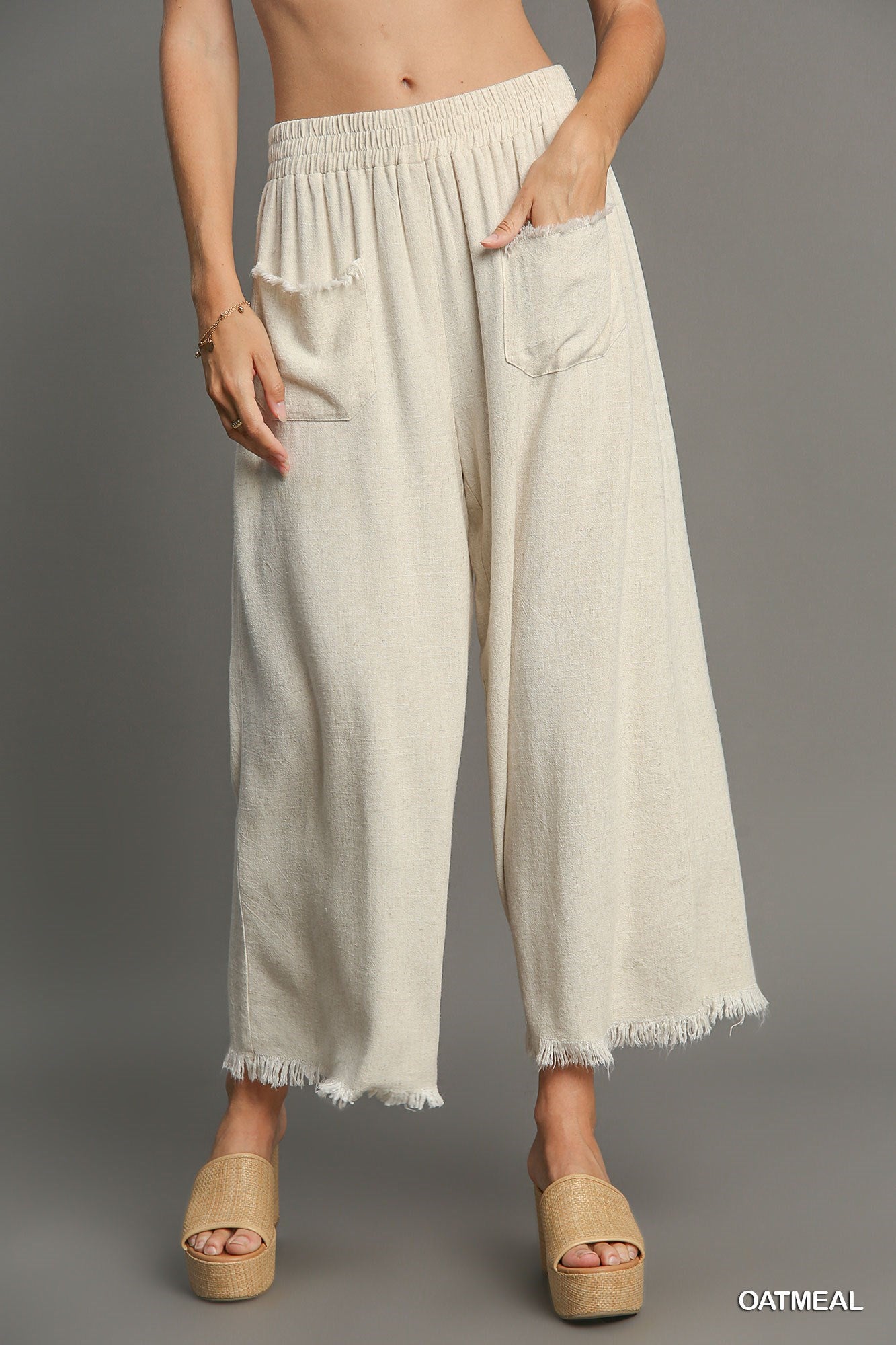 Linen Regular Washed Wide Leg Pants