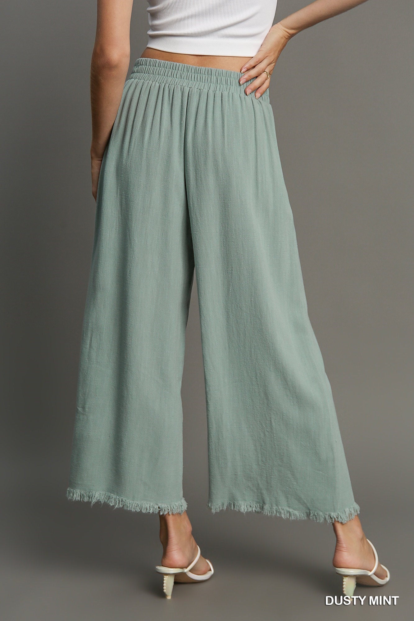 Linen Regular Washed Wide Leg Pants