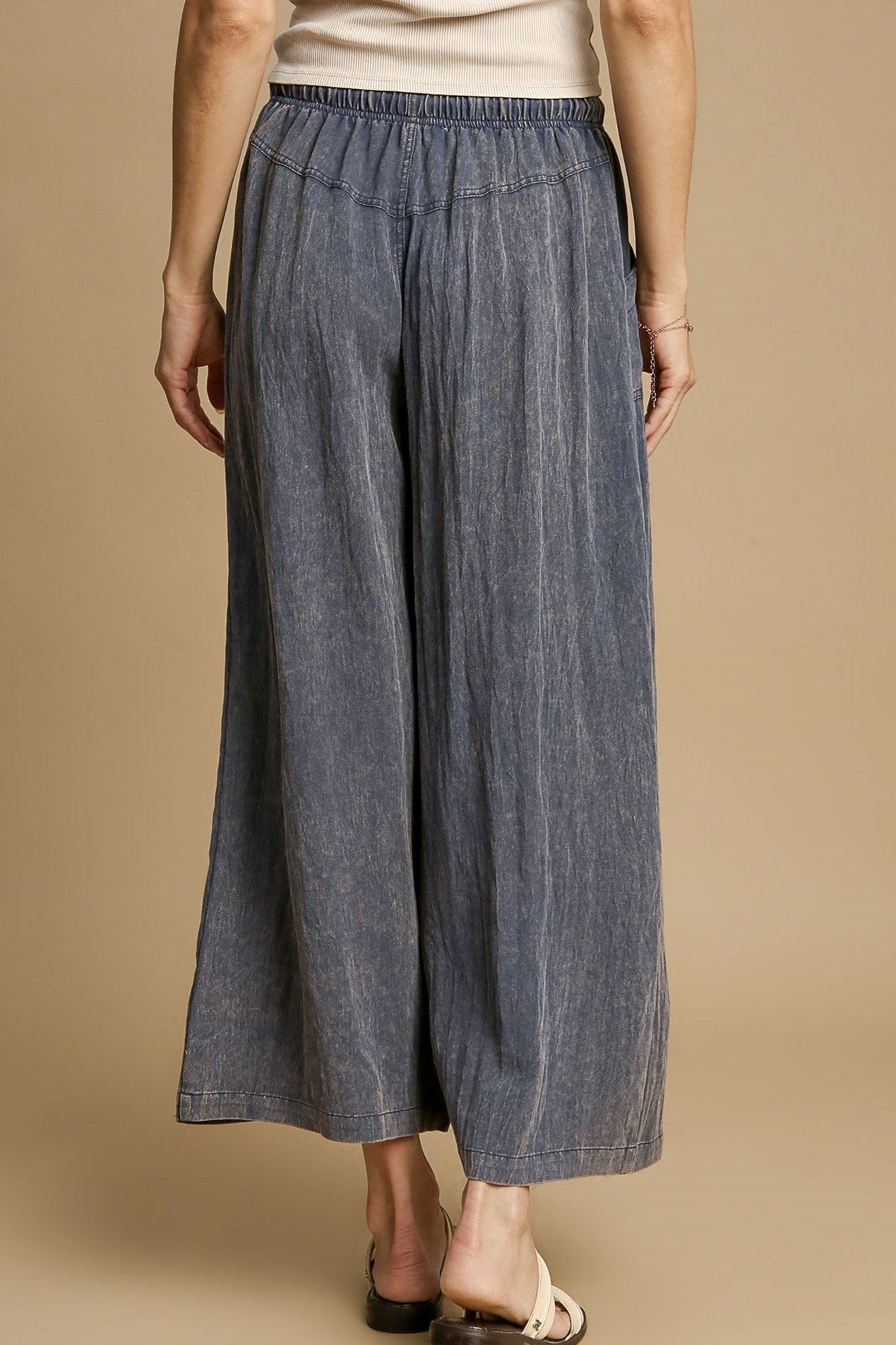 Snow Washed Wide Leg Pants