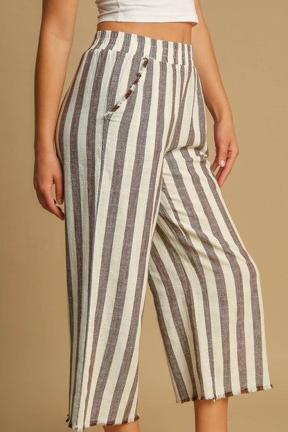 Wide Leg Linen Stripe