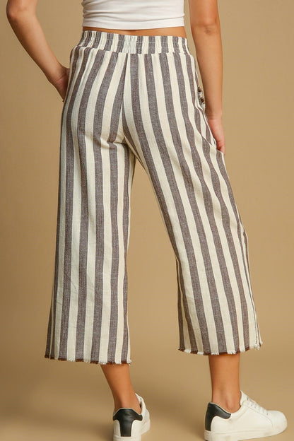 Wide Leg Linen Stripe
