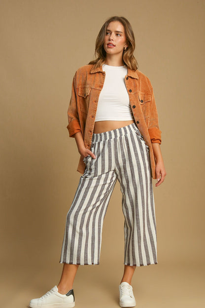 Wide Leg Linen Stripe