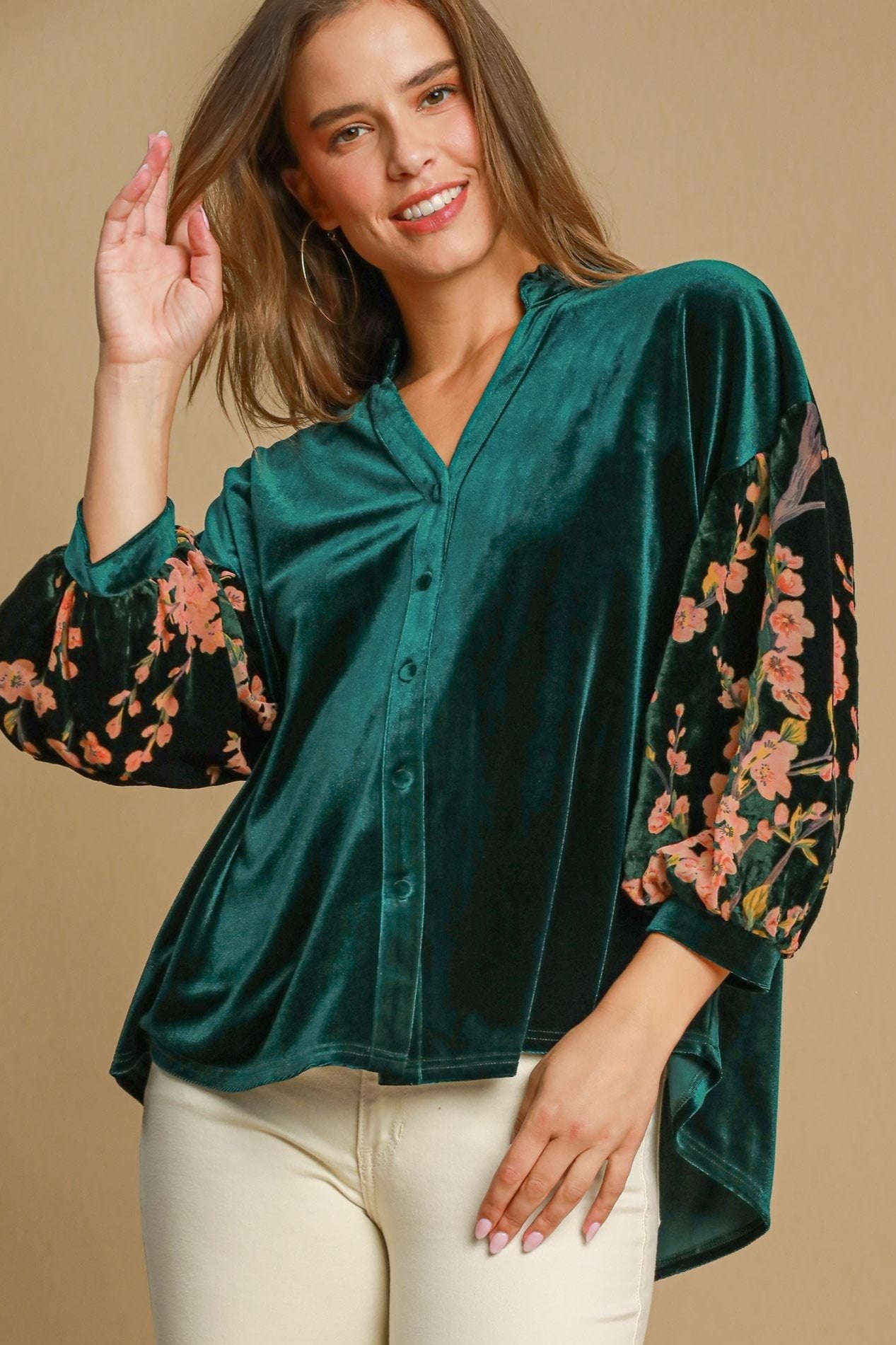 Puff Sleeved Velvet Top