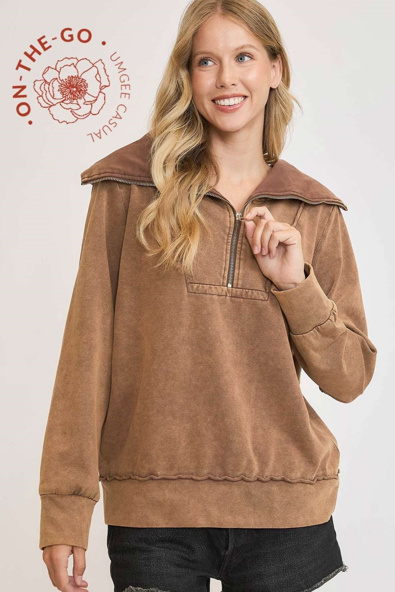 Mineral Wash 1/2 Zip Up Top