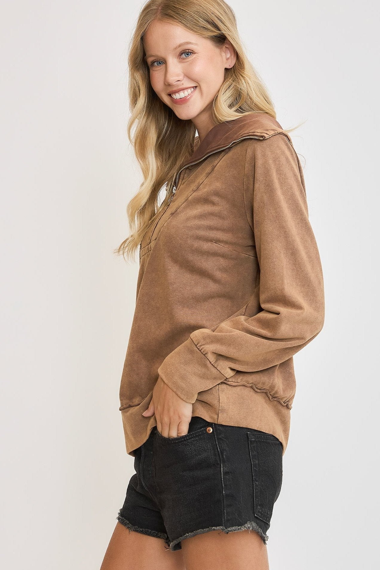 Mineral Wash 1/2 Zip Up Top