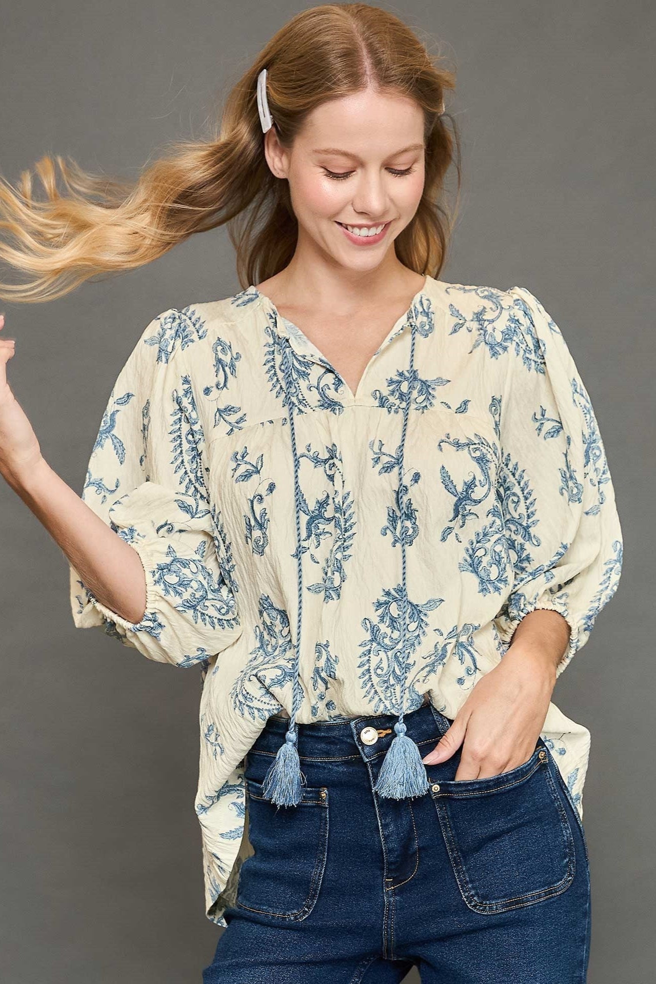 Vintage Tassel Peasant Top