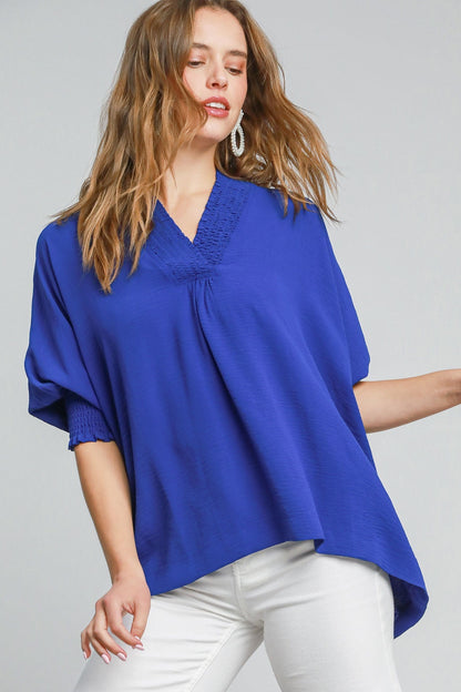V-Neck Smock Sleeve Top