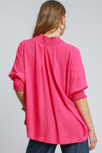V-Neck Smock Sleeve Top
