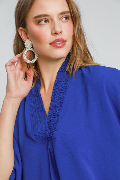V-Neck Smock Sleeve Top