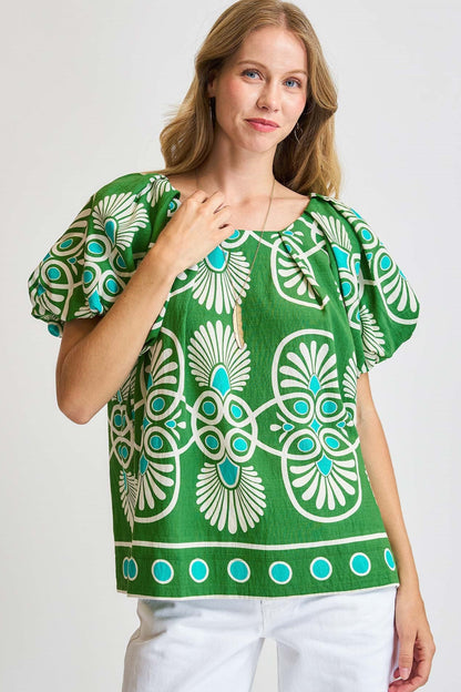Geometric Print Blouse