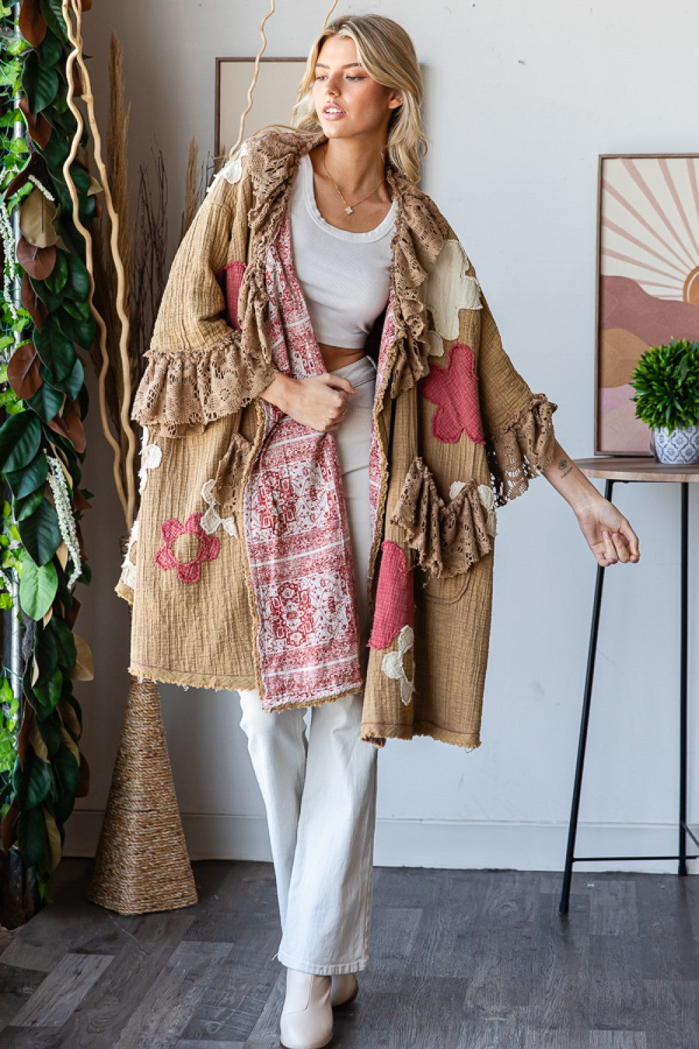 Washed Floral Patchwork Duster