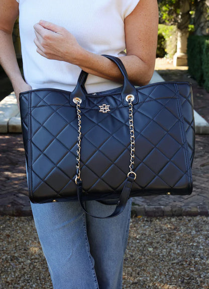 Melissa Tote Bag in Black Quilted