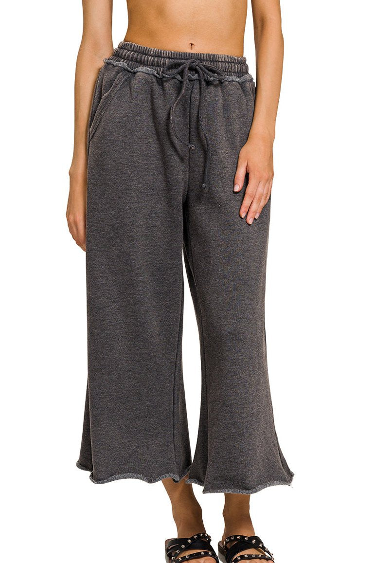 Acid Wash Fleece Palazzo Sweatpants