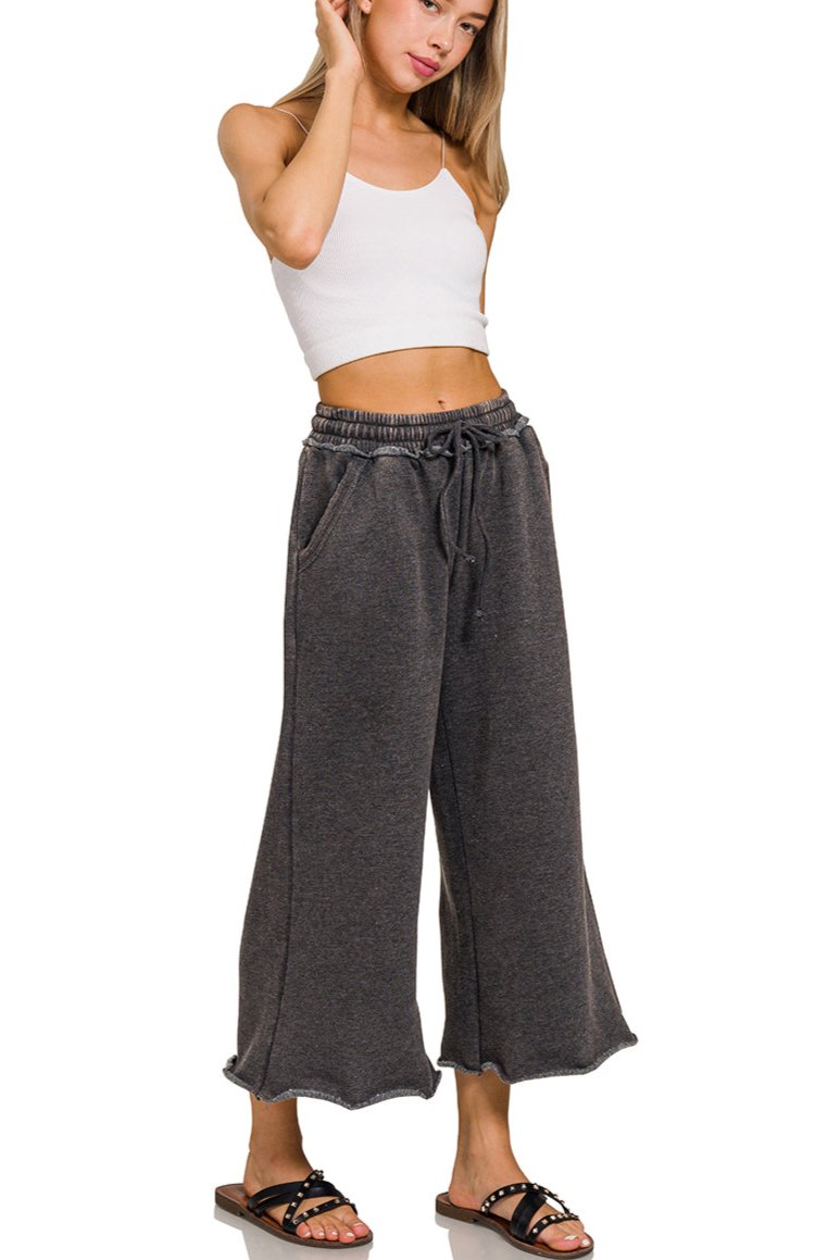 Acid Wash Fleece Palazzo Sweatpants