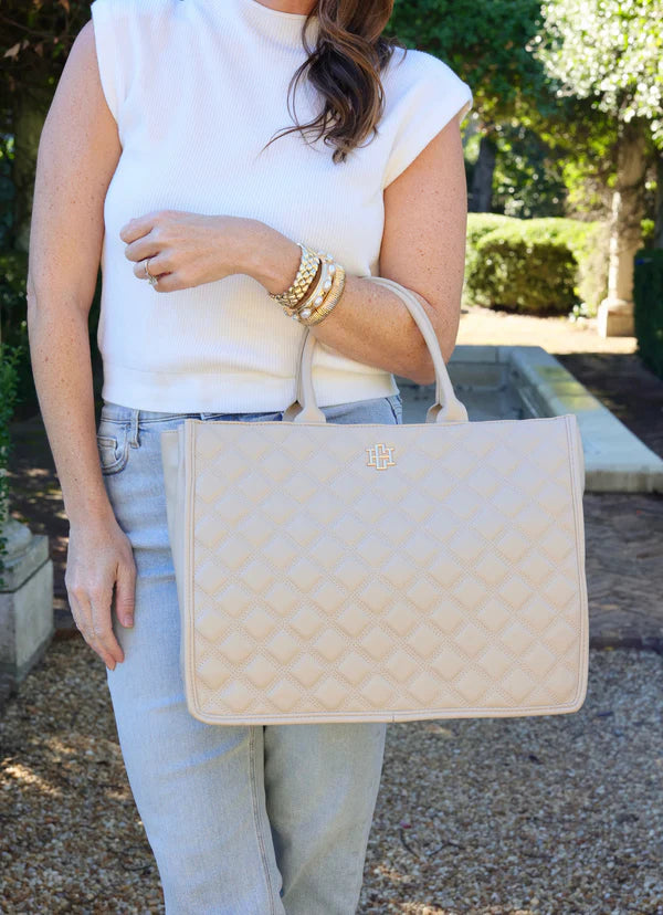 Niall Tote in Nude Quilted DQ