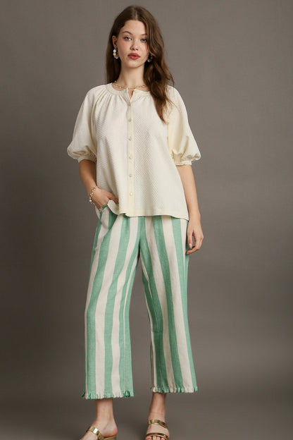 Jacquard Raglan Sleeve Blouse