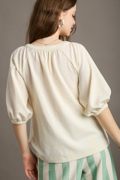 Jacquard Raglan Sleeve Blouse