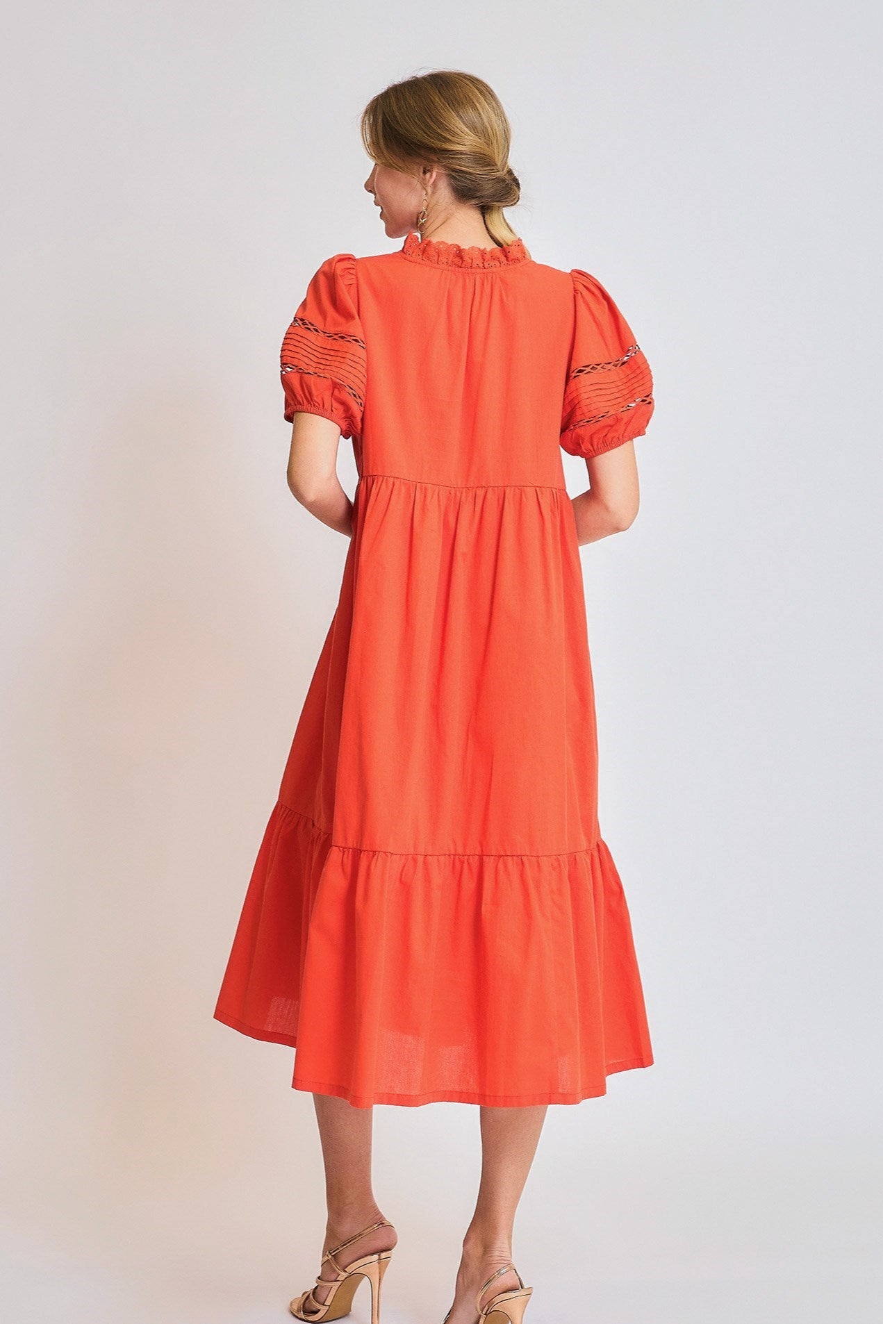 Lace-Trim Midi Dress