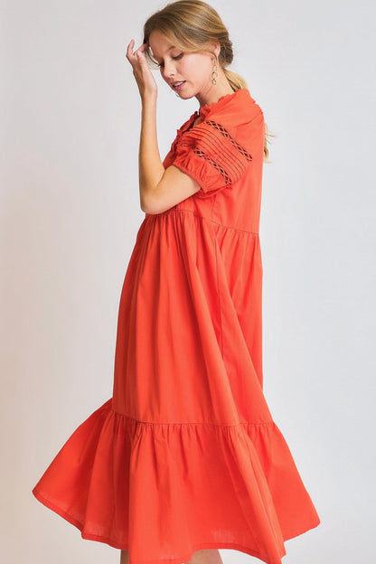 Lace-Trim Midi Dress