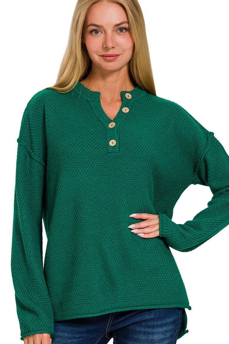 Four Button Henley Neckline Sweater