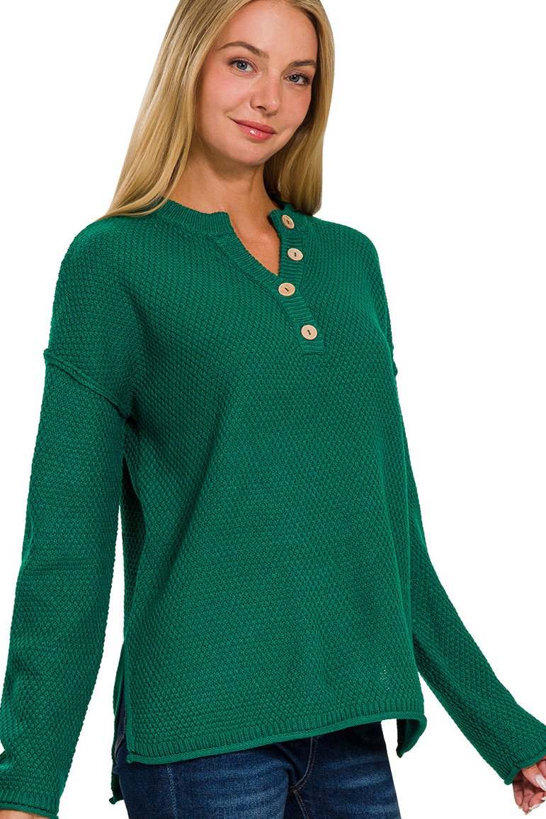 Four Button Henley Neckline Sweater