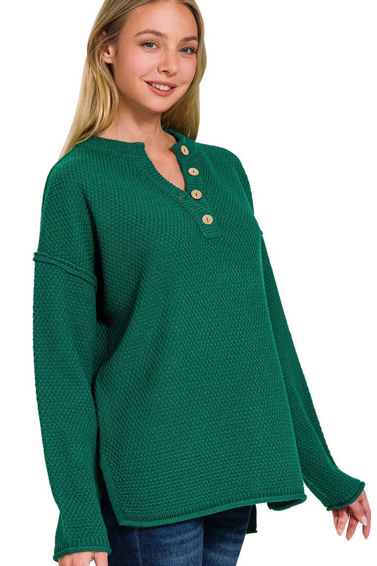 Four Button Henley Neckline Sweater