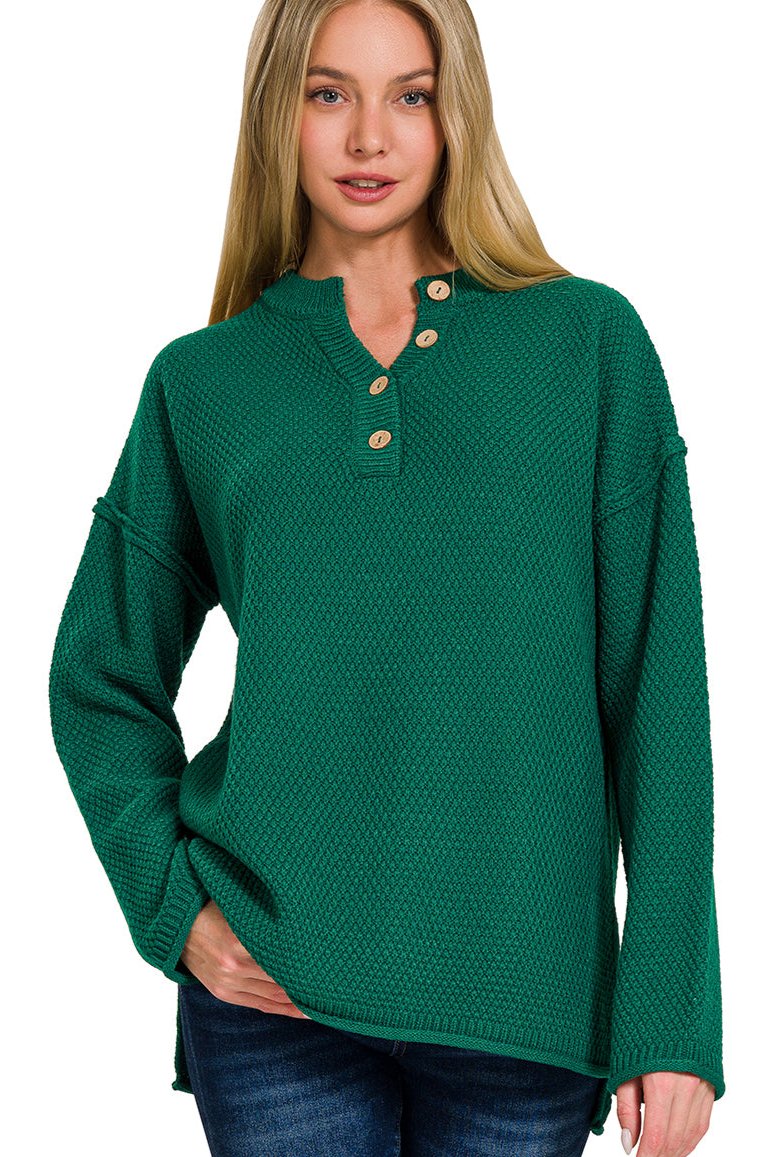 Four Button Henley Neckline Sweater