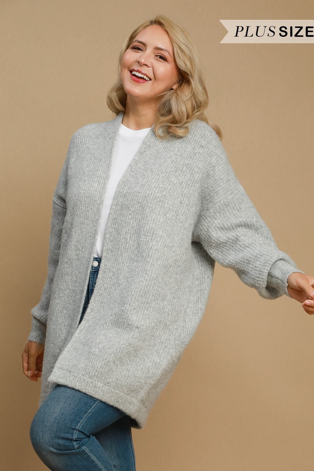 Wool Blend Open Front Cardigan