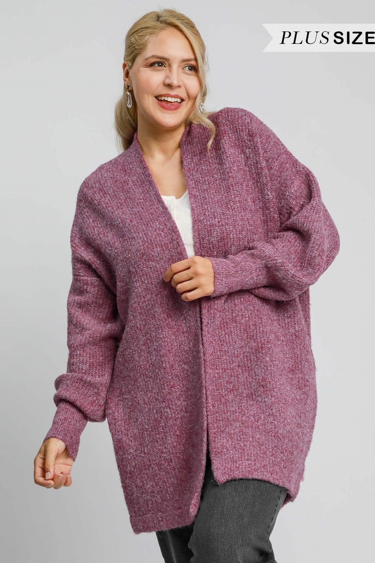 Wool Blend Open Front Cardigan