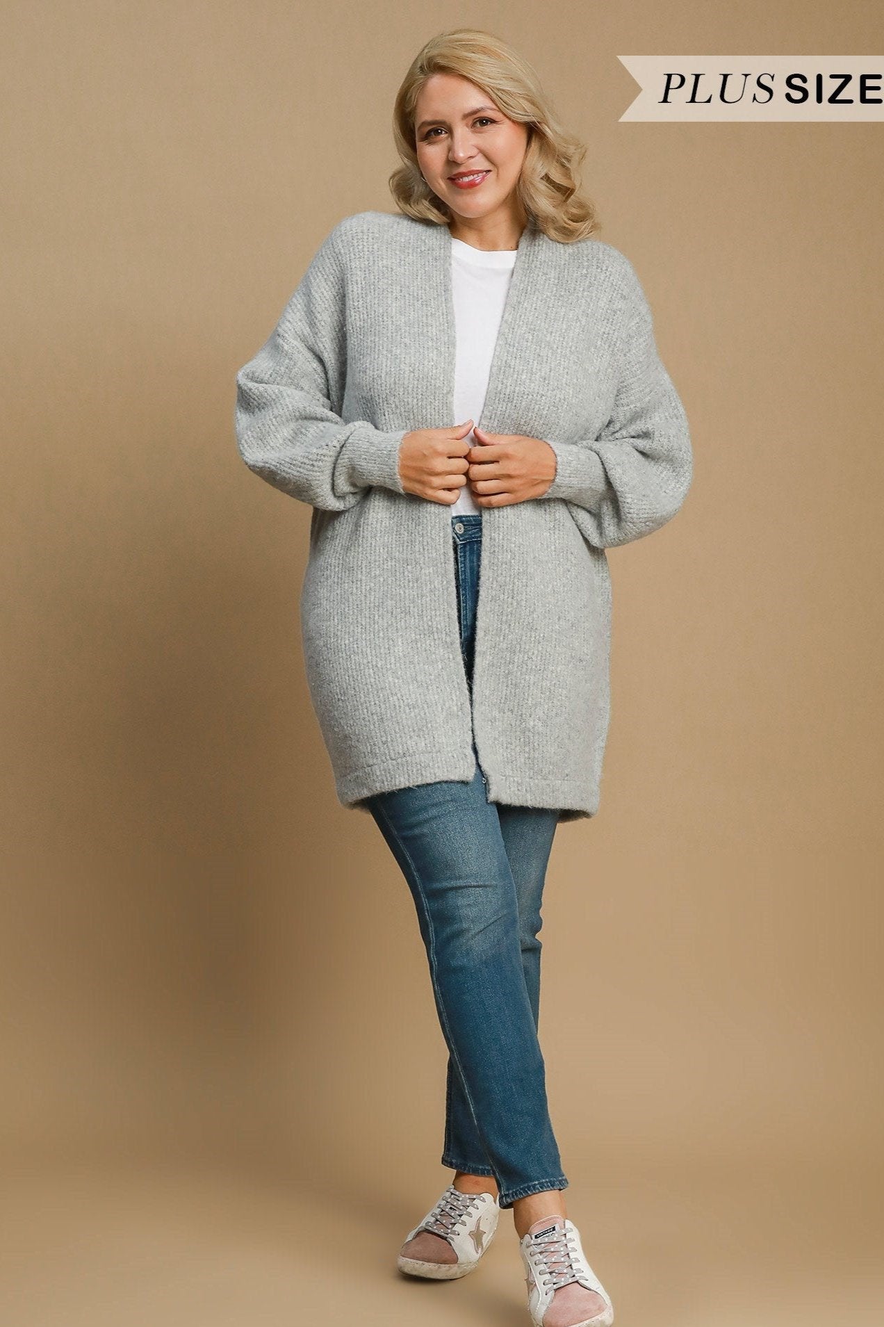 Wool Blend Open Front Cardigan