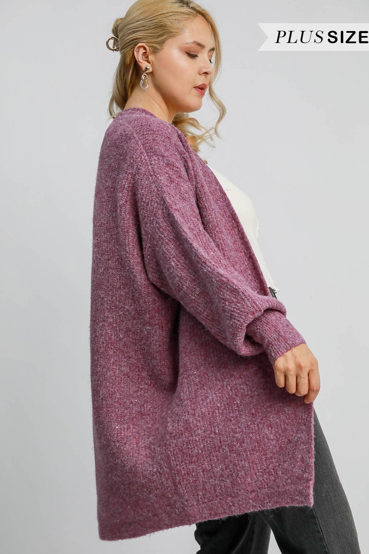 Wool Blend Open Front Cardigan