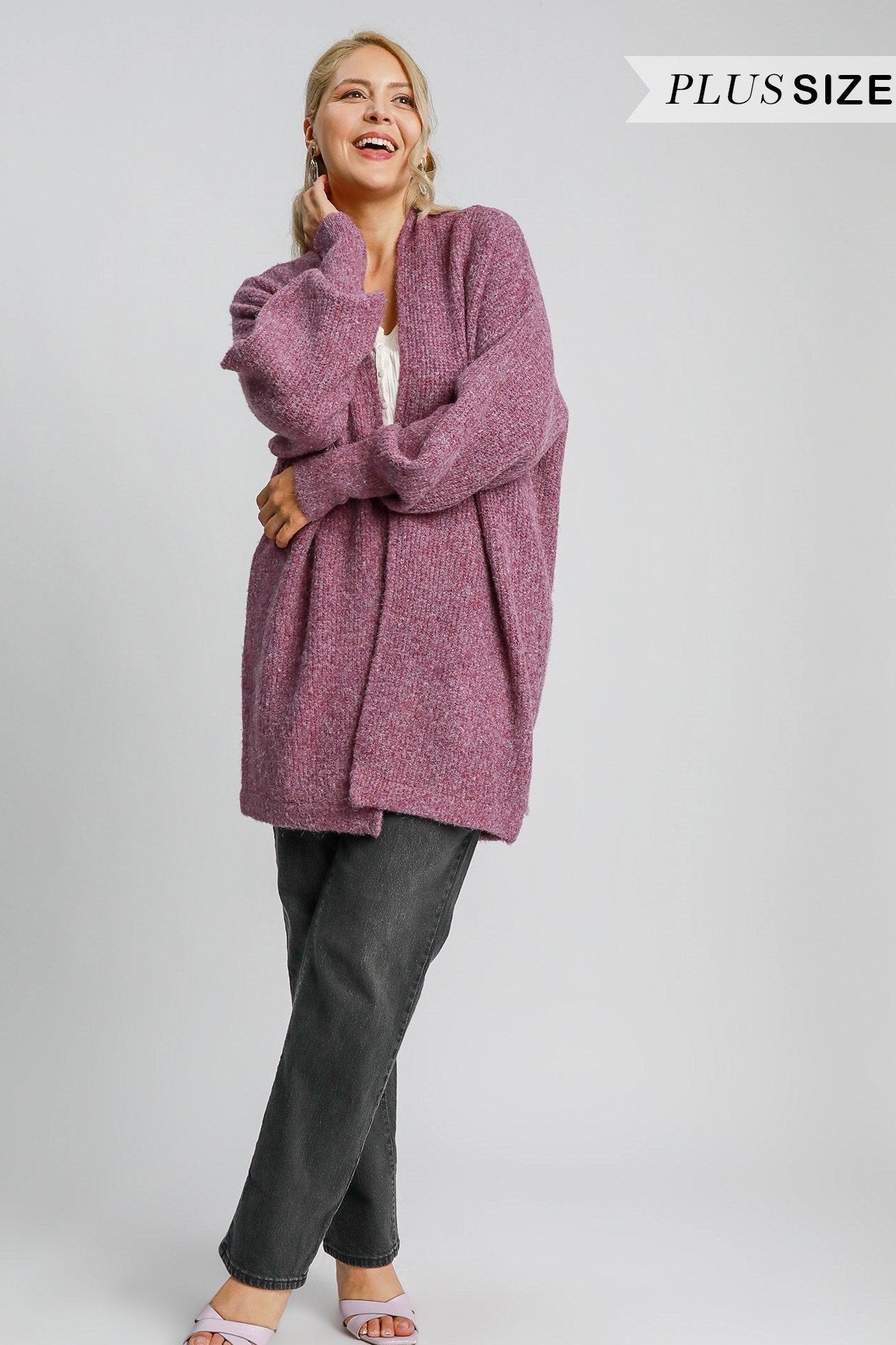 Wool Blend Open Front Cardigan