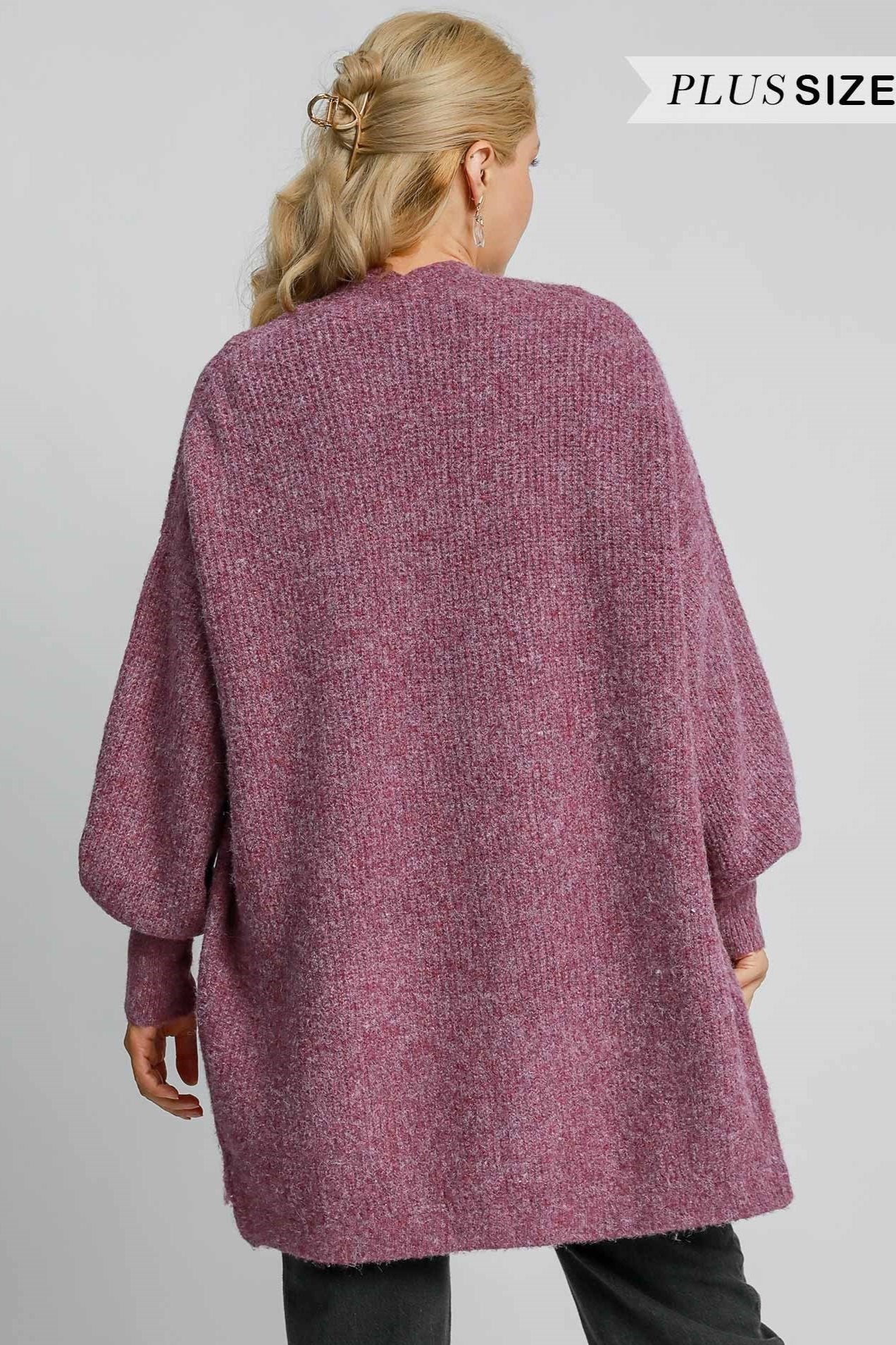 Wool Blend Open Front Cardigan