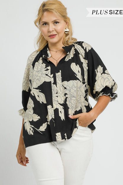 Peony Scallop Trim Blouse