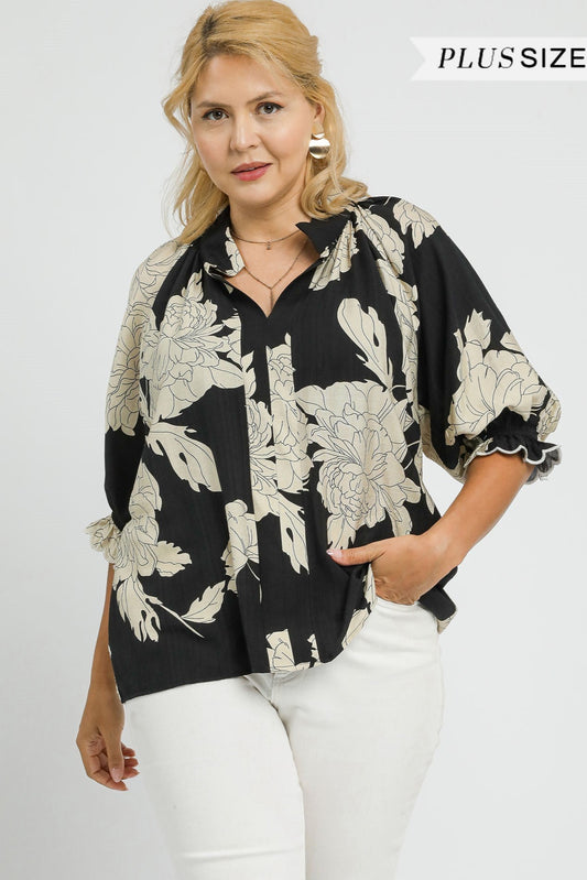 Peony Scallop Trim Blouse
