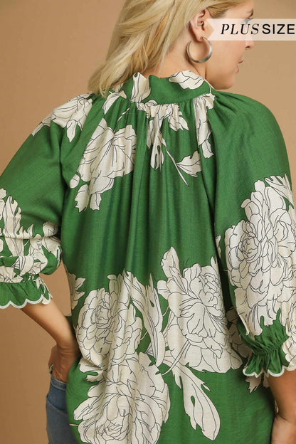 Peony Scallop Trim Blouse
