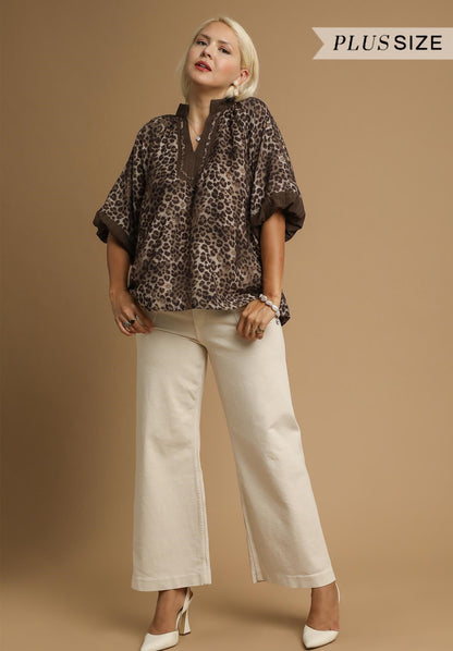 V Neck Leopard Blouse