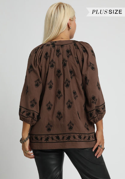 Floral 3/4 Sleeve Blouse