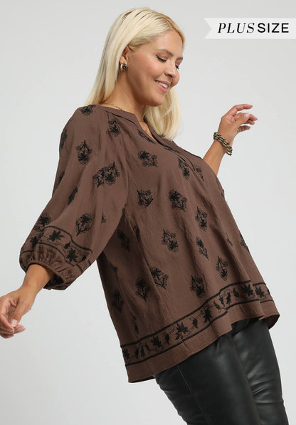 Floral 3/4 Sleeve Blouse