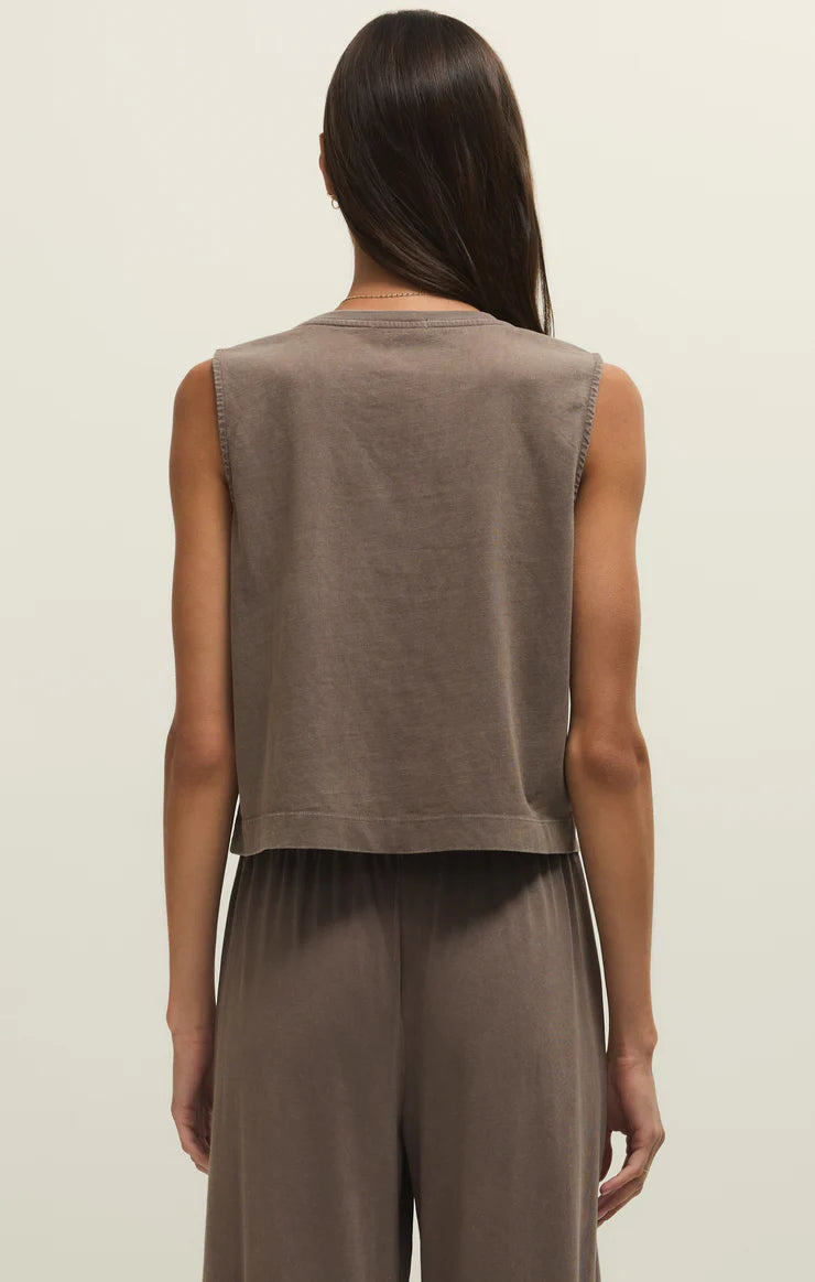 Sloane Cotton Jersey Tank in Perfectly Taupe