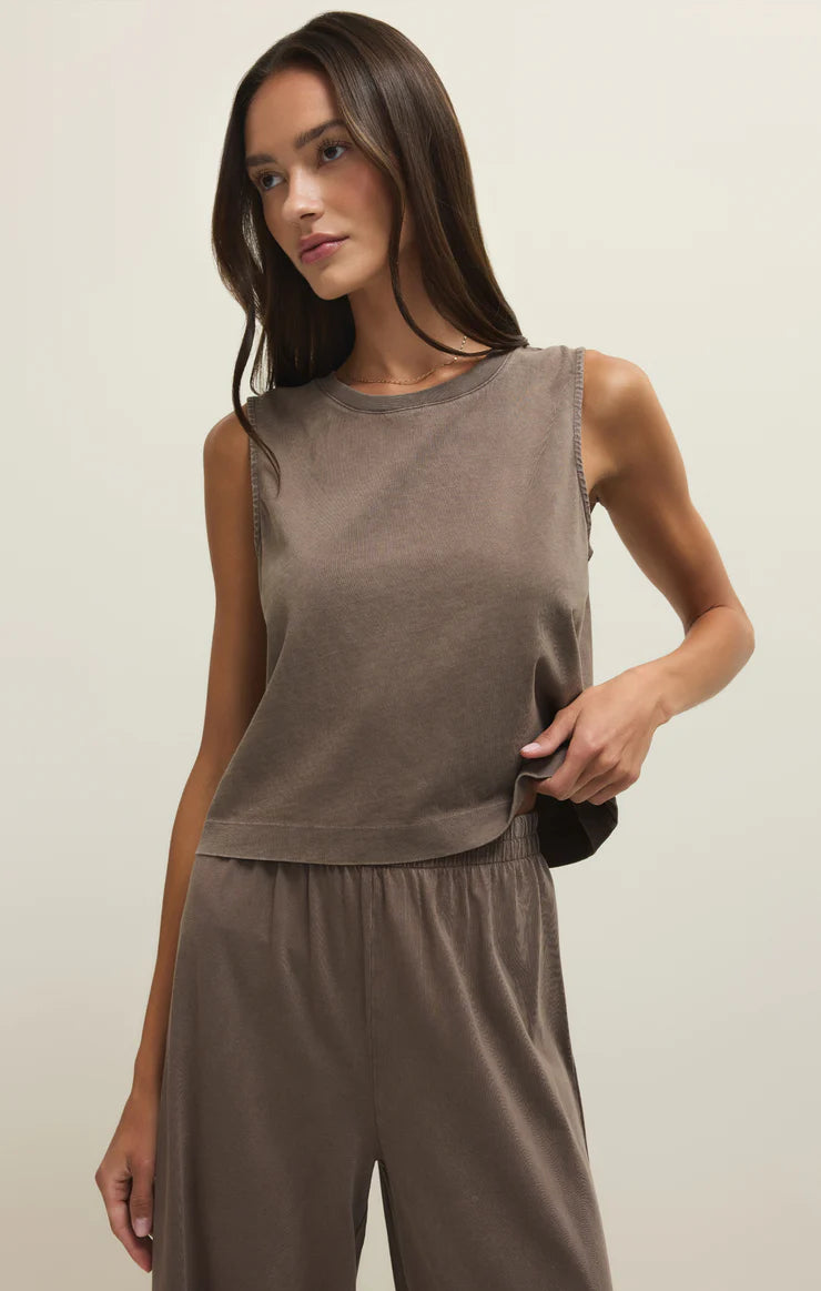 Sloane Cotton Jersey Tank in Perfectly Taupe