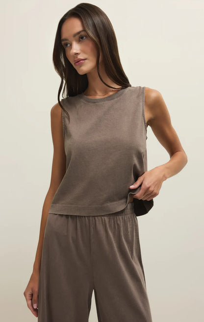 Sloane Cotton Jersey Tank in Perfectly Taupe