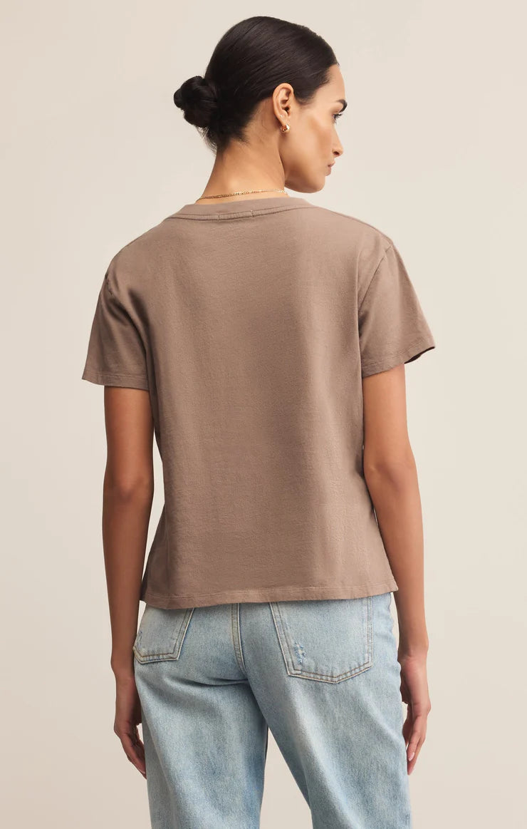 Weekdays V-Neck Tee in Smokey