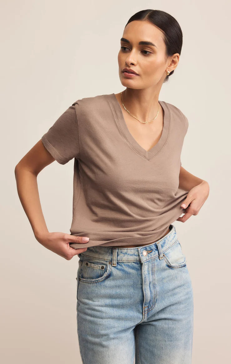 Weekdays V-Neck Tee in Smokey