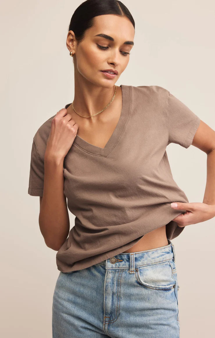 Weekdays V-Neck Tee in Smokey